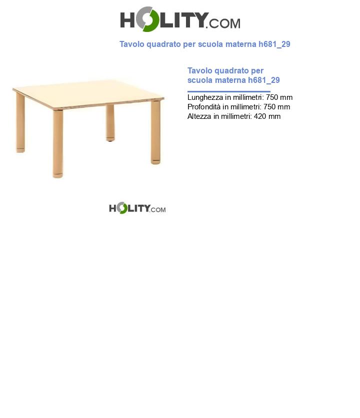Tavolo quadrato per scuola materna h681_29