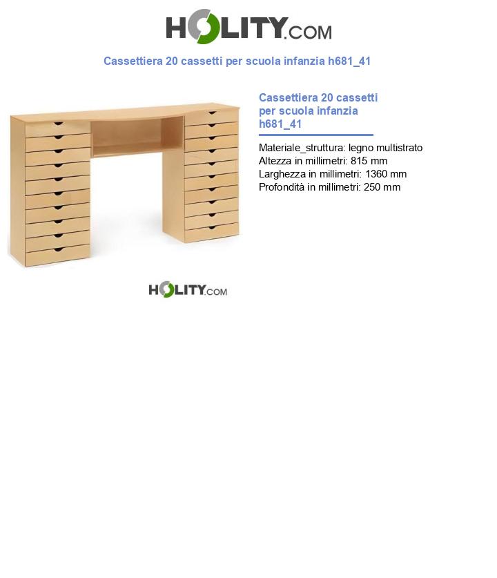 Cassettiera 20 cassetti per scuola infanzia h681_41