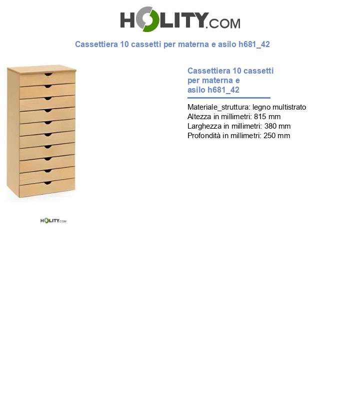 Cassettiera 10 cassetti per materna e asilo h681_42