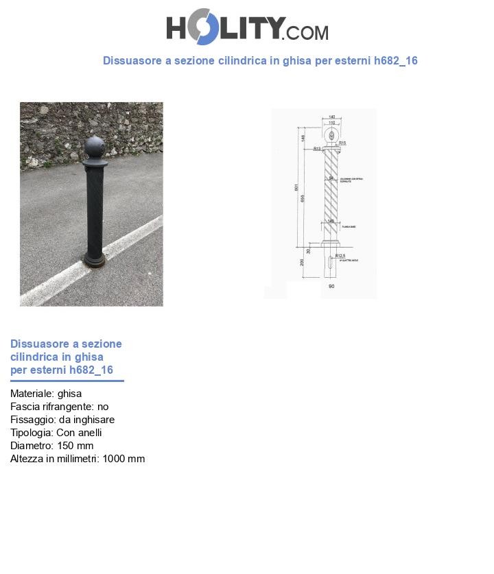 Dissuasore a sezione cilindrica in ghisa per esterni h682_16