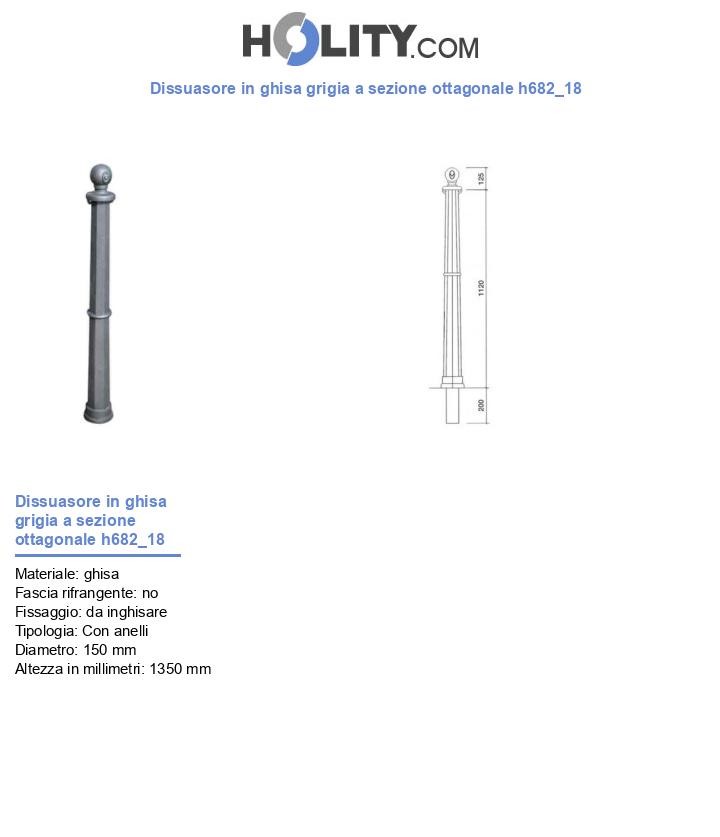 Dissuasore in ghisa grigia a sezione ottagonale h682_18