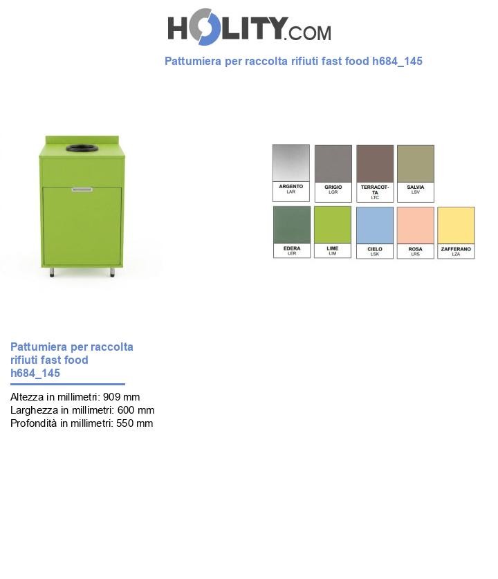 Pattumiera per raccolta rifiuti fast food h684_145