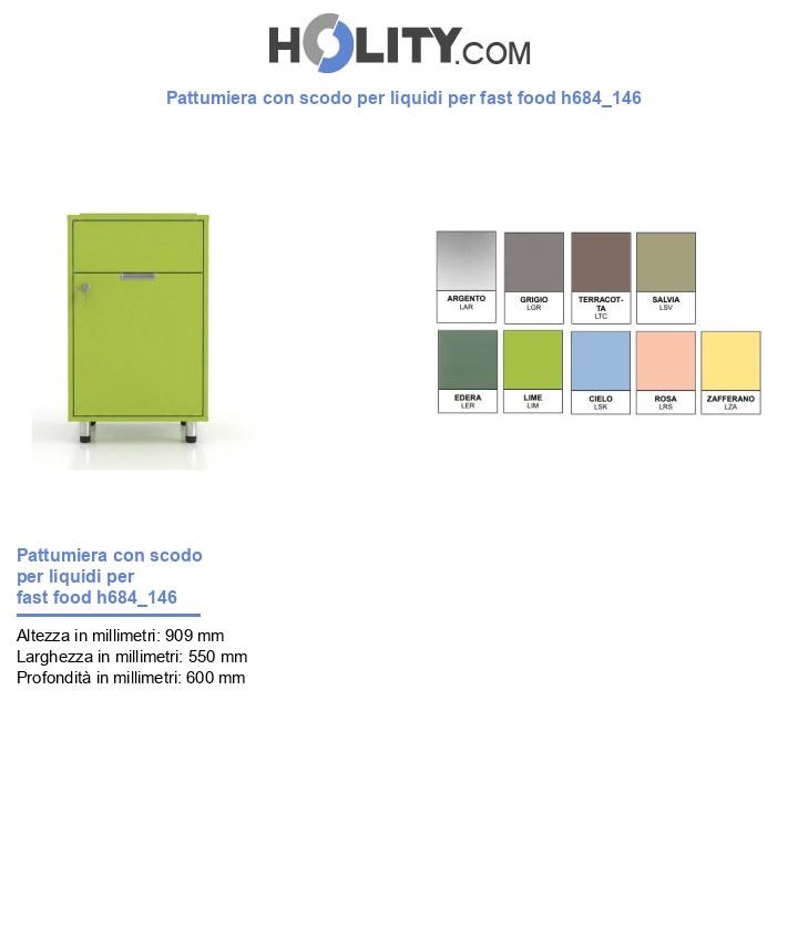 Pattumiera con scodo per liquidi per fast food h684_146