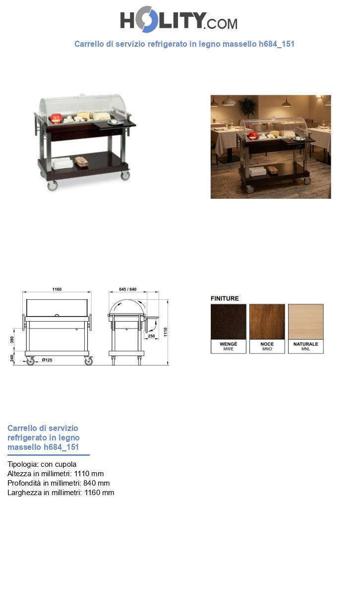 Carrello di servizio refrigerato in legno massello h684_151
