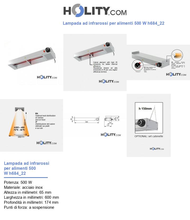 Lampada ad infrarossi per alimenti 500 W h684_22