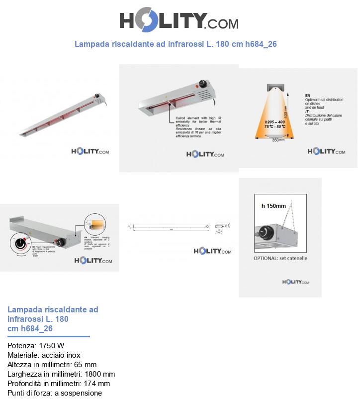Lampada riscaldante ad infrarossi L. 180 cm h684_26