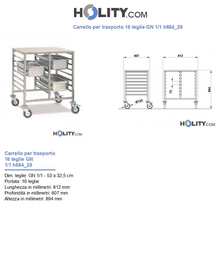 Carrello per trasporto 16 teglie GN 1/1 h684_28