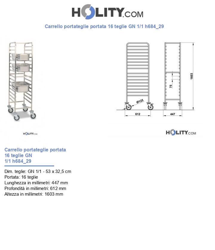 Carrello portateglie portata 16 teglie GN 1/1 h684_29