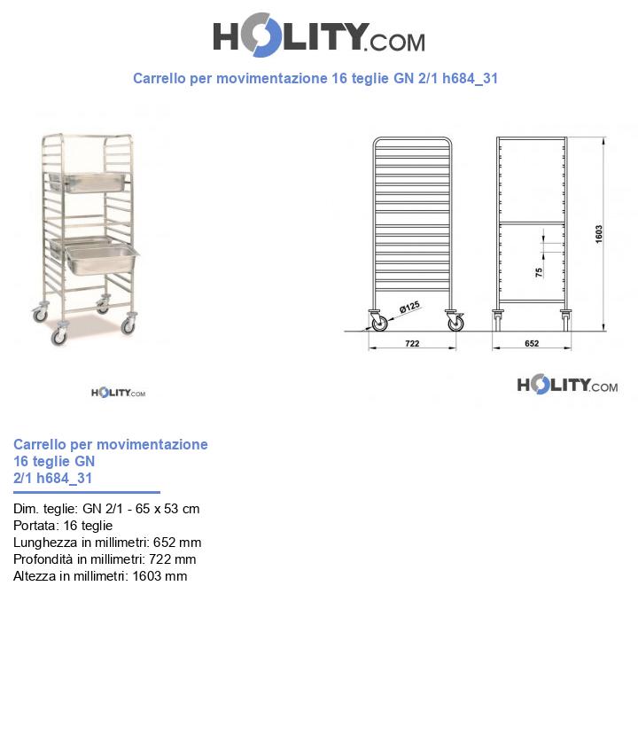 Carrello per movimentazione 16 teglie GN 2/1 h684_31