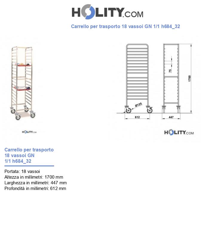 Carrello per trasporto 18 vassoi GN 1/1 h684_32