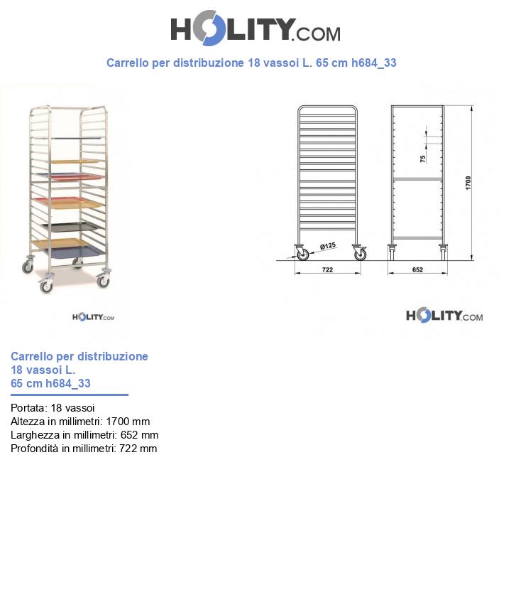 Carrello per distribuzione 18 vassoi L. 65 cm h684_33