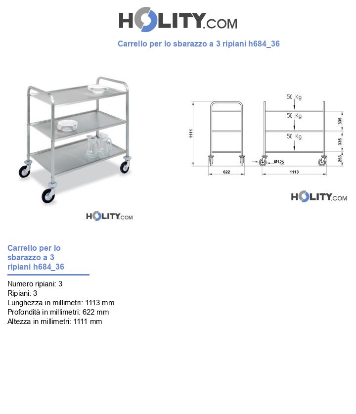 Carrello per lo sbarazzo a 3 ripiani h684_36