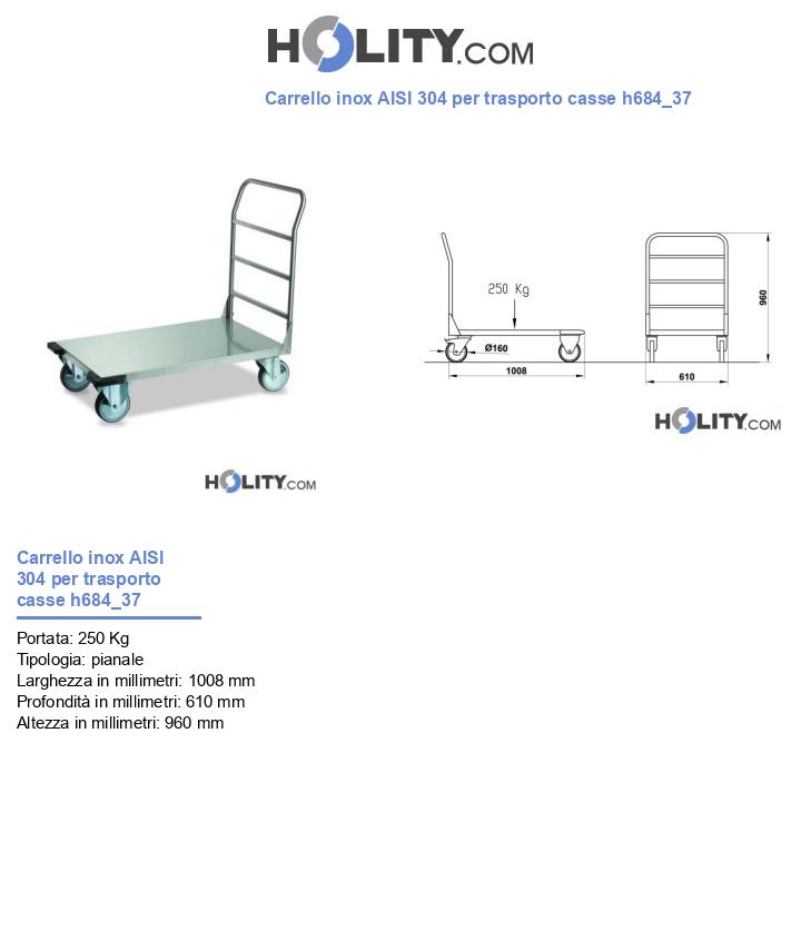 Carrello inox AISI 304 per trasporto casse h684_37