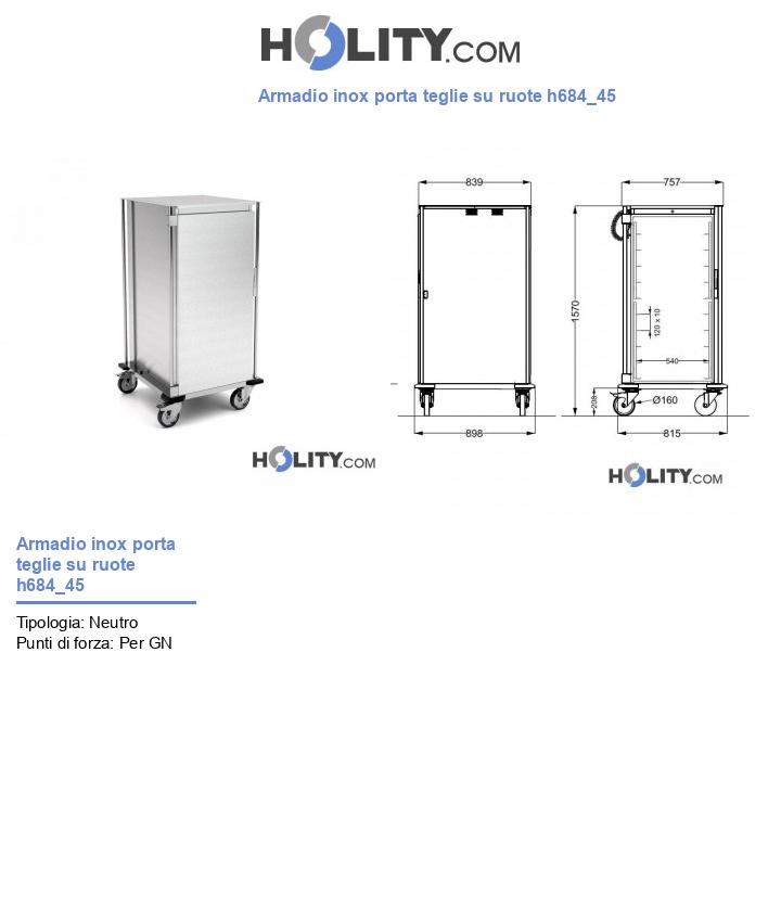 Armadio inox porta teglie su ruote h684_45