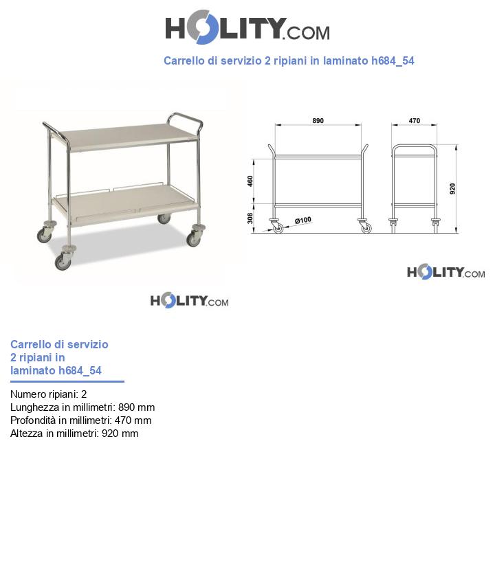 Carrello di servizio 2 ripiani in laminato h684_54
