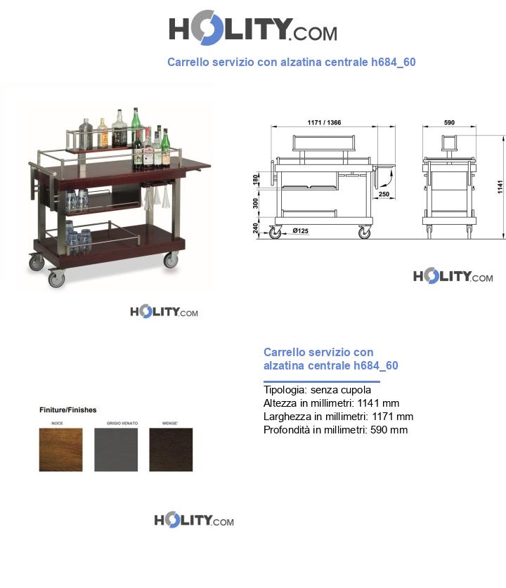 Carrello servizio con alzatina centrale h684_60