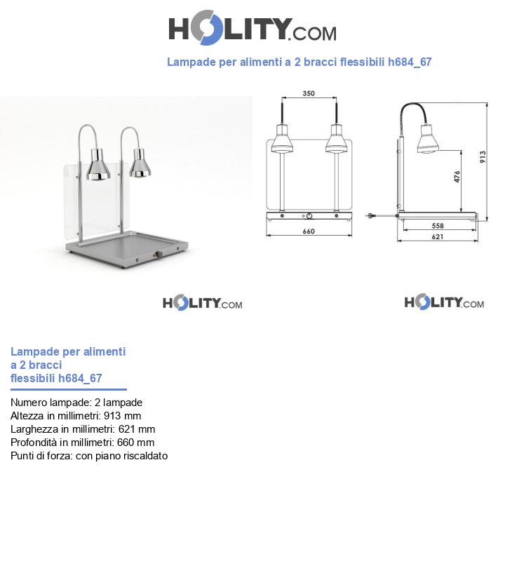 Lampade per alimenti a 2 bracci flessibili h684_67