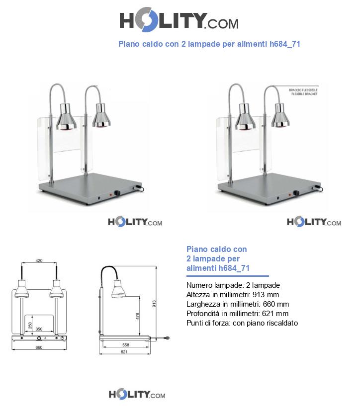 Piano caldo con 2 lampade per alimenti h684_71