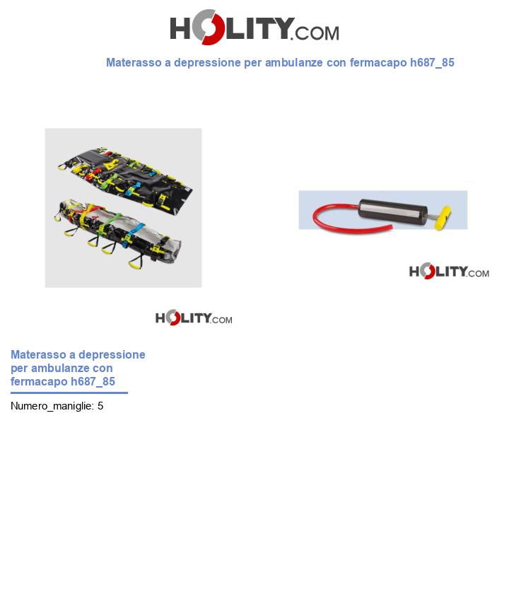 Materasso a depressione per ambulanze con fermacapo h687_85