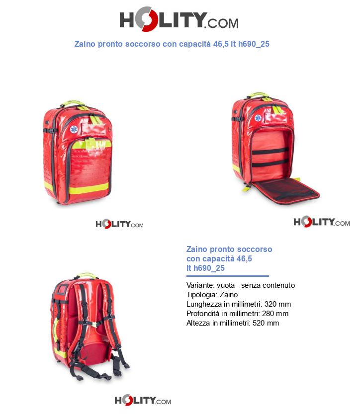 Zaino pronto soccorso con capacità 46,5 lt h690_25
