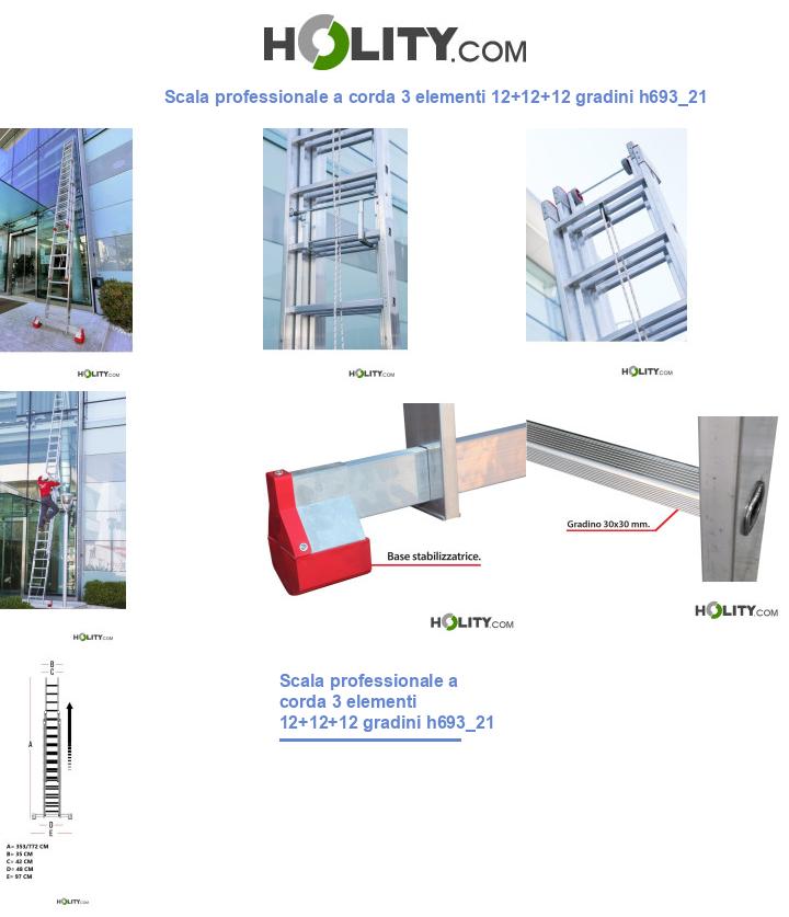 Scala professionale a corda 3 elementi 12+12+12 gradini h693_21