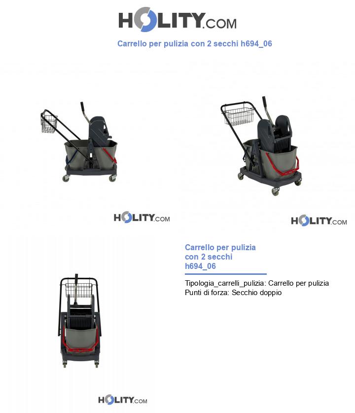 Carrello per pulizia con 2 secchi h694_06