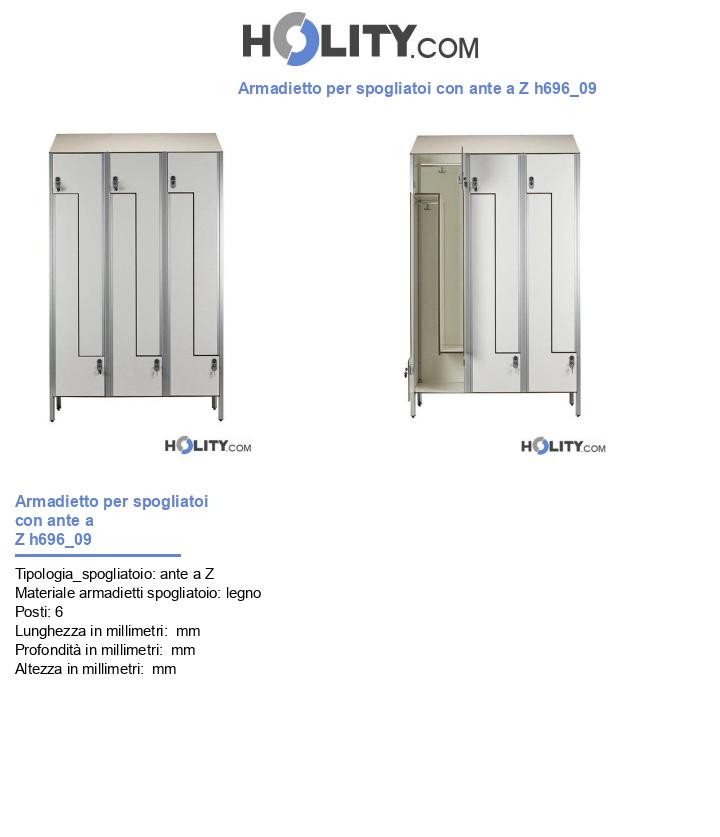 Armadietto per spogliatoi con ante a Z h696_09