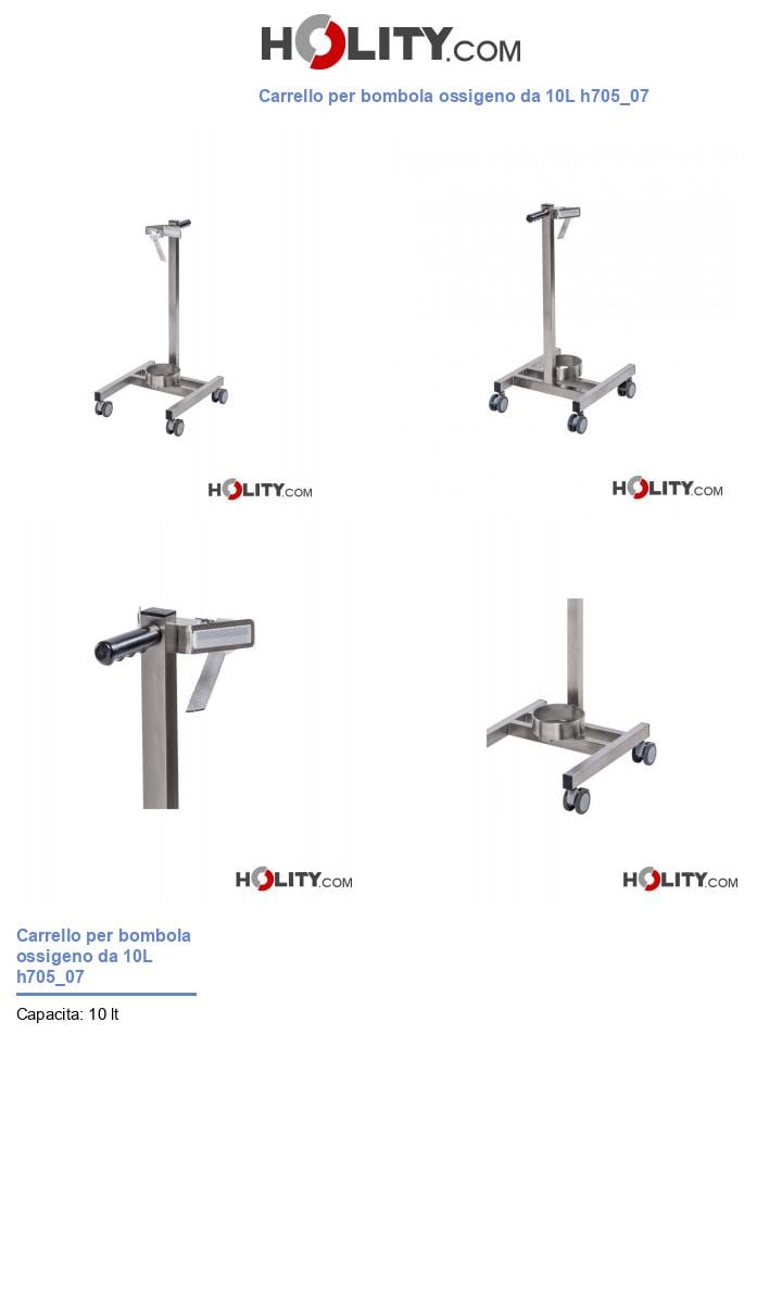 Carrello per bombola ossigeno da 10L h705_07