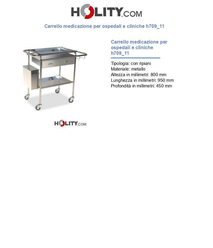 Carrello medicazione per ospedali e cliniche h709_11