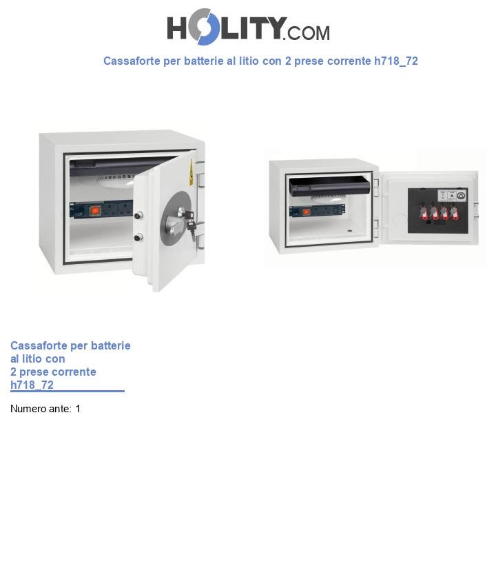 Cassaforte per batterie al litio con 2 prese corrente h718_72