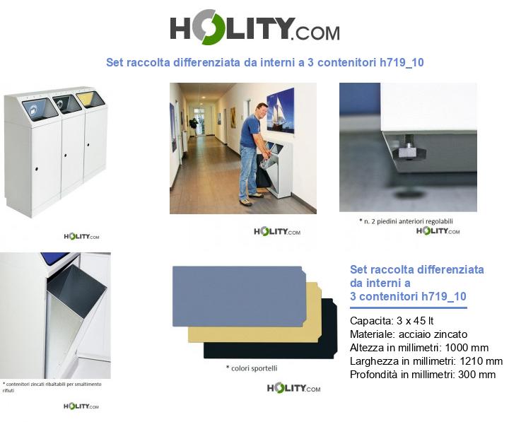 Set raccolta differenziata da interni a 3 contenitori h719_10