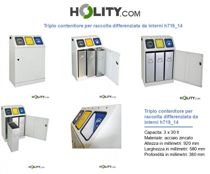 Triplo contenitore per raccolta differenziata da interni h719_14