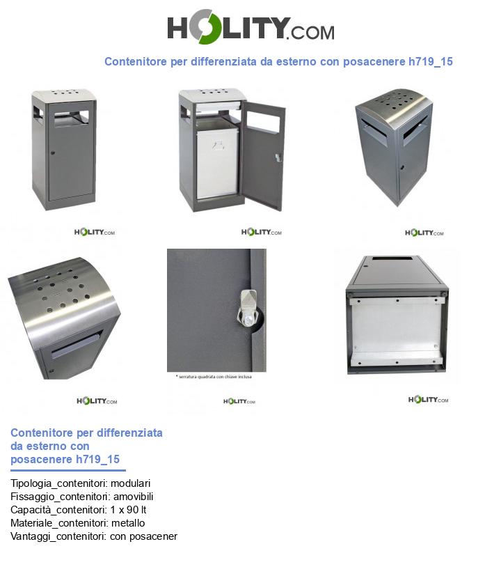Contenitore per differenziata da esterno con posacenere h719_15