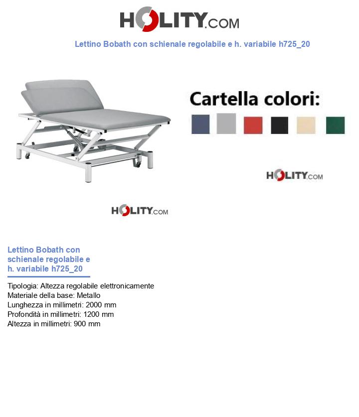 Lettino Bobath con schienale regolabile e h. variabile h725_20
