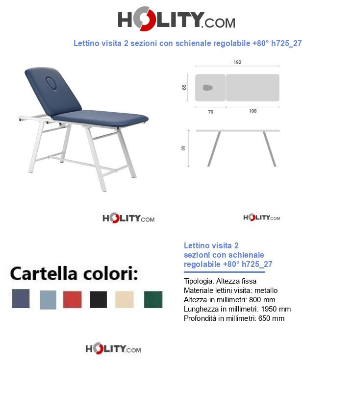 Lettino visita 2 sezioni con schienale regolabile +80° h725_27