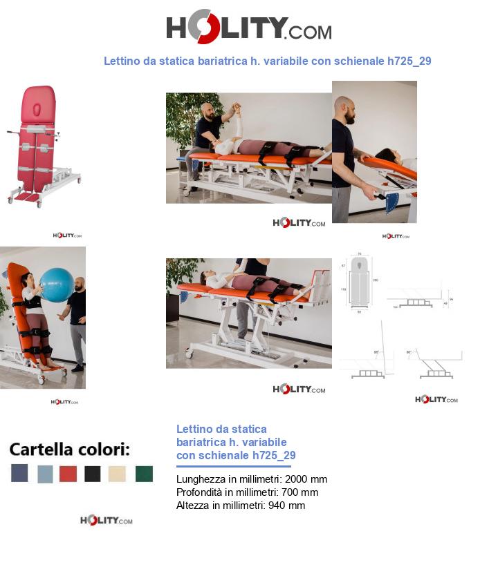 Lettino da statica bariatrica h. variabile con schienale h725_29