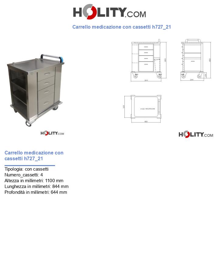 Carrello medicazione con cassetti h727_21