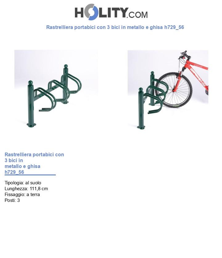 Rastrelliera portabici con 3 bici in metallo e ghisa h729_56