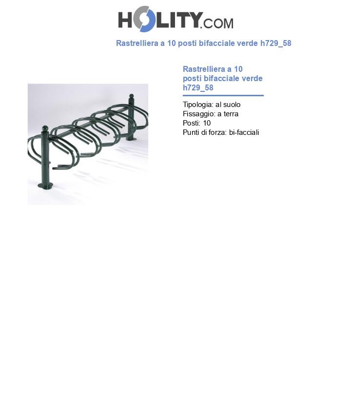 Rastrelliera a 10 posti bifacciale verde h729_58