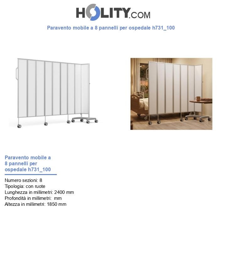 Paravento mobile a 8 pannelli per ospedale h731_100