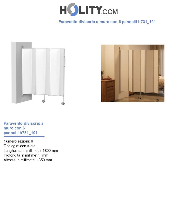 Paravento divisorio a muro con 6 pannelli h731_101