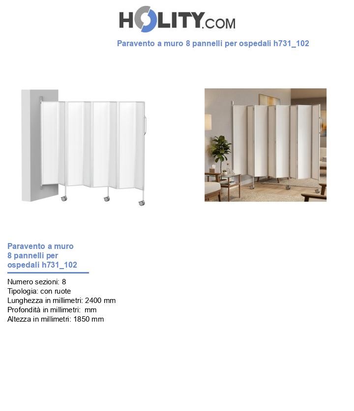 Paravento a muro 8 pannelli per ospedali h731_102