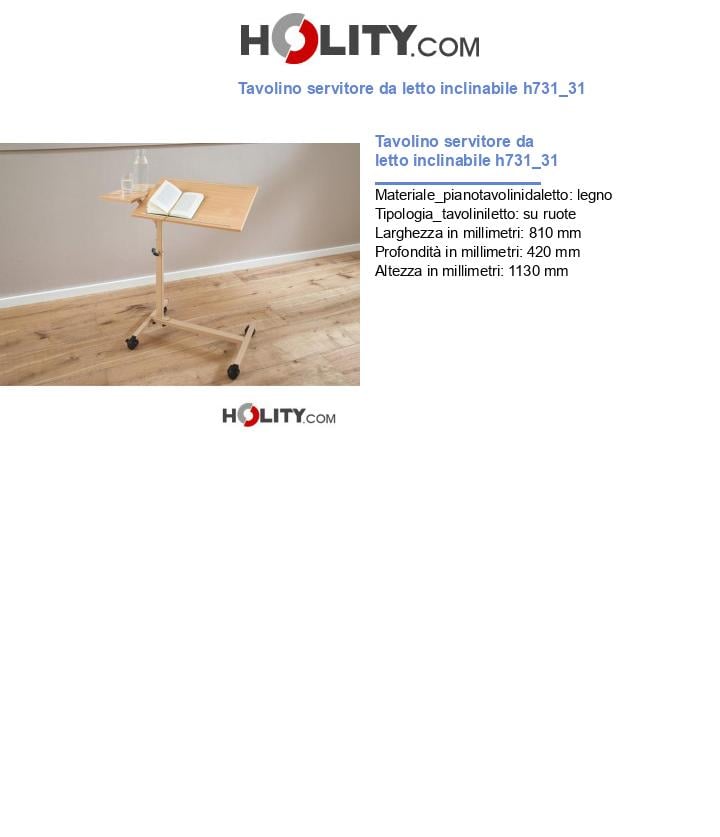 Tavolino servitore da letto inclinabile h731_31
