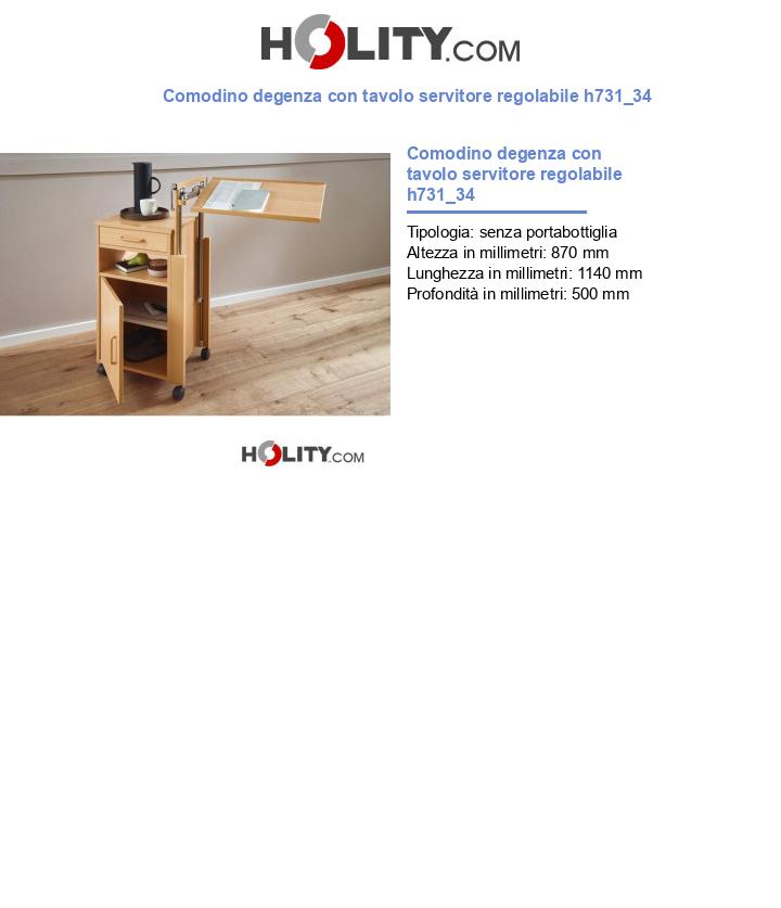 Comodino degenza con tavolo servitore regolabile h731_34