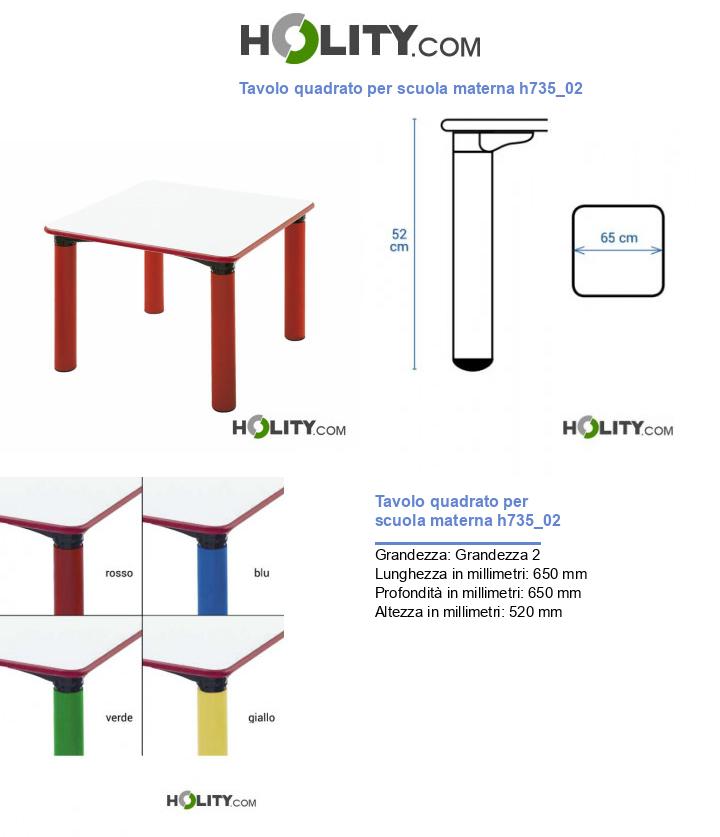 Tavolo quadrato per scuola materna h735_02