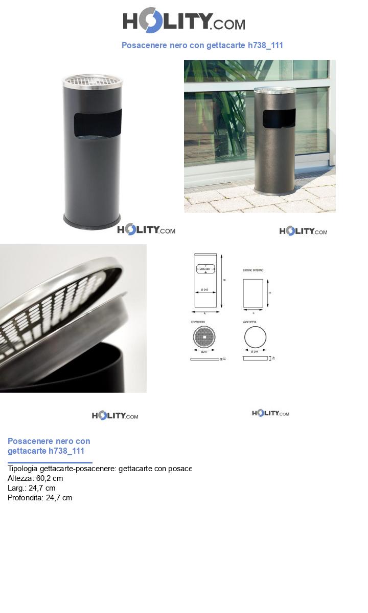 Posacenere nero con gettacarte h738_111