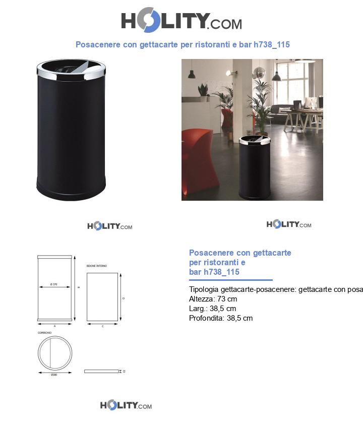 Posacenere con gettacarte per ristoranti e bar h738_115