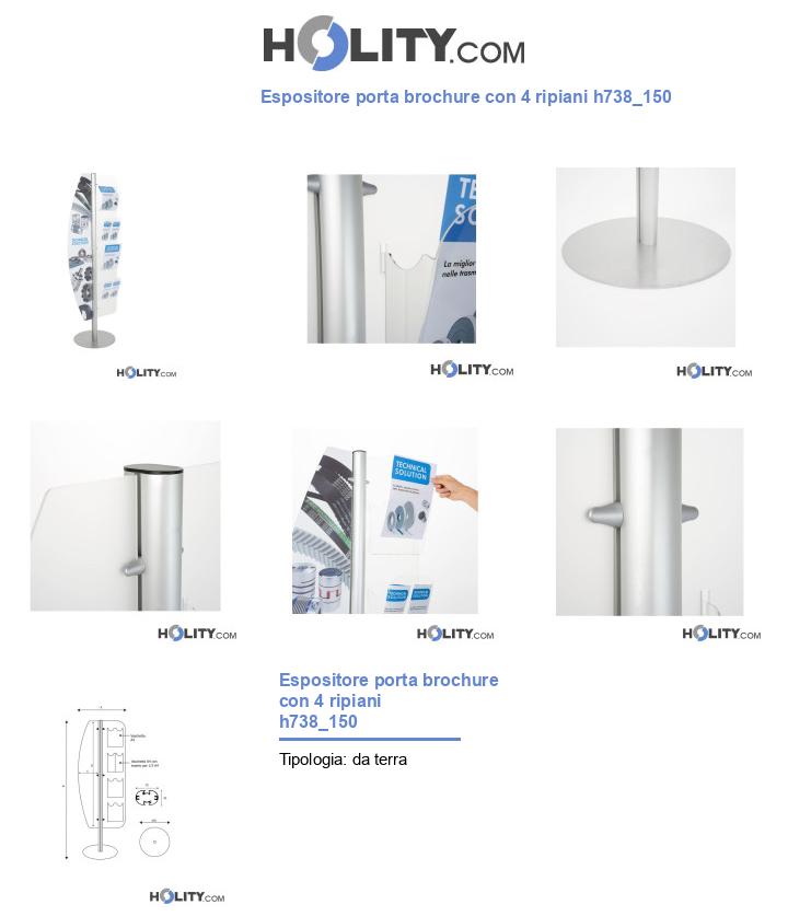 Espositore porta brochure con 4 ripiani h738_150