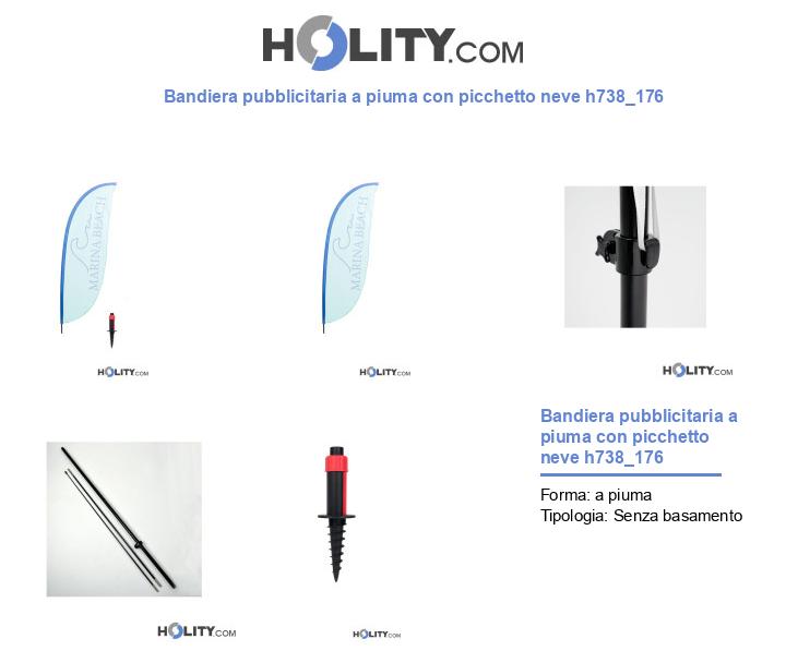 Bandiera pubblicitaria a piuma con picchetto neve h738_176