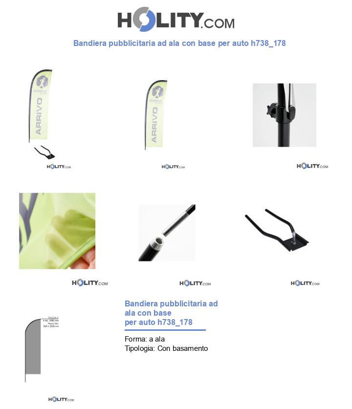 Bandiera pubblicitaria ad ala con base per auto h738_178